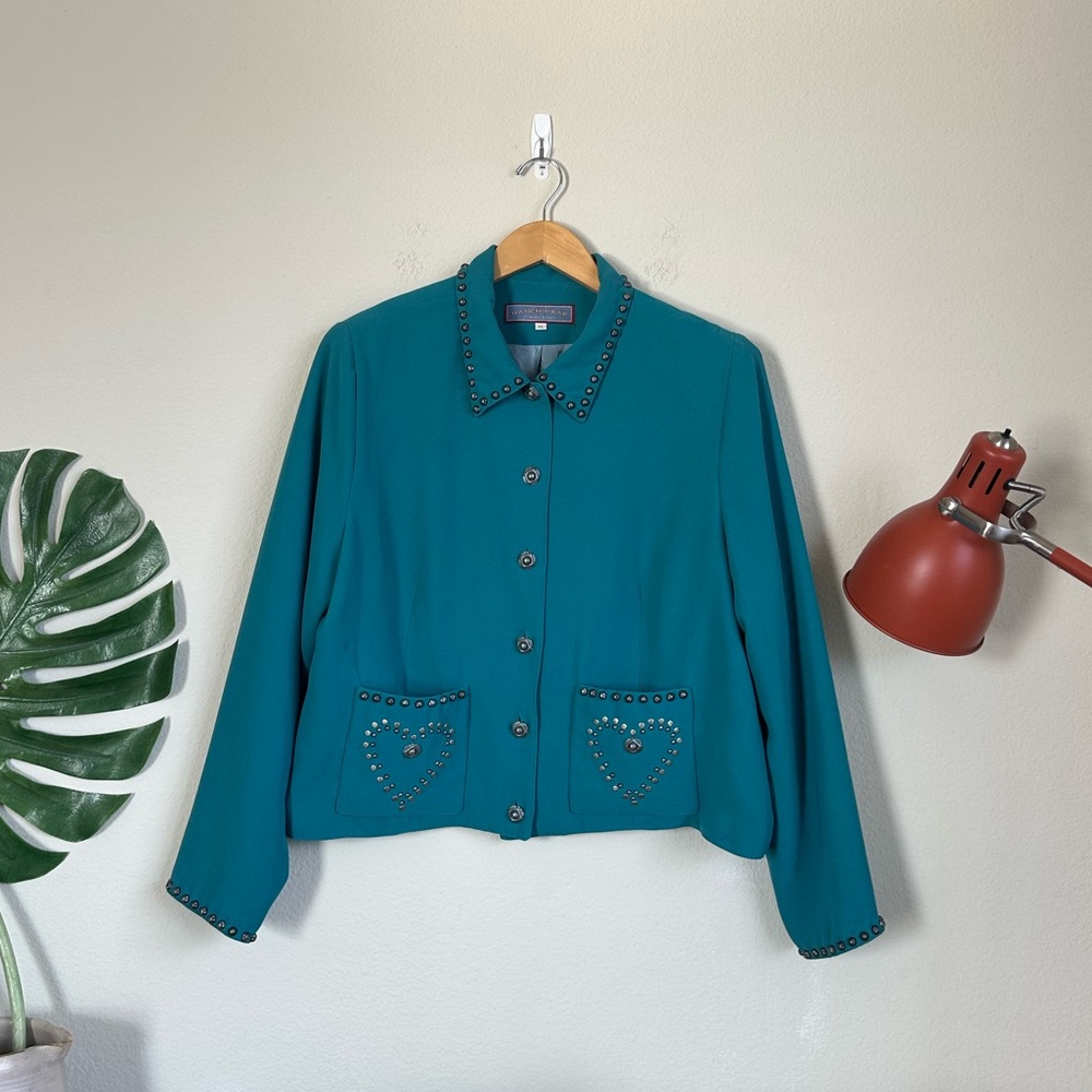 Double D Ranch Western Teal Heart Stud Jacket